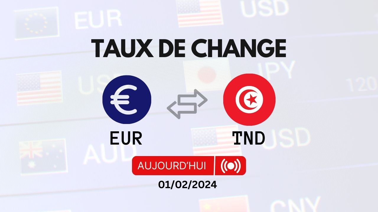 Taux de change Euro – Dinar Tunisien Aujourd’hui 01022024
