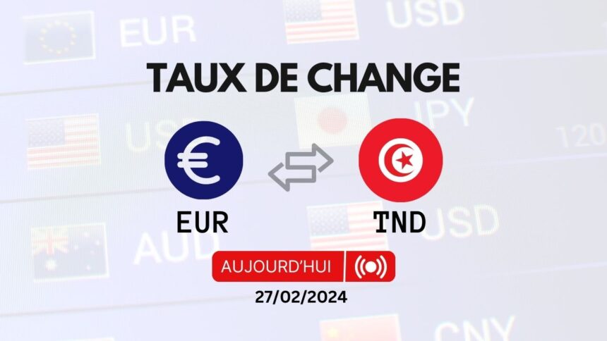 Taux de change Euro – Dinar Tunisien Aujourd’hui 27022024