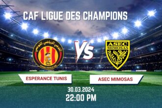 Streaming Espérance Tunis – ASEC Mimosas où regarder le match en direct