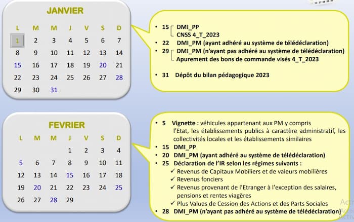 calendrier fiscal 2024
