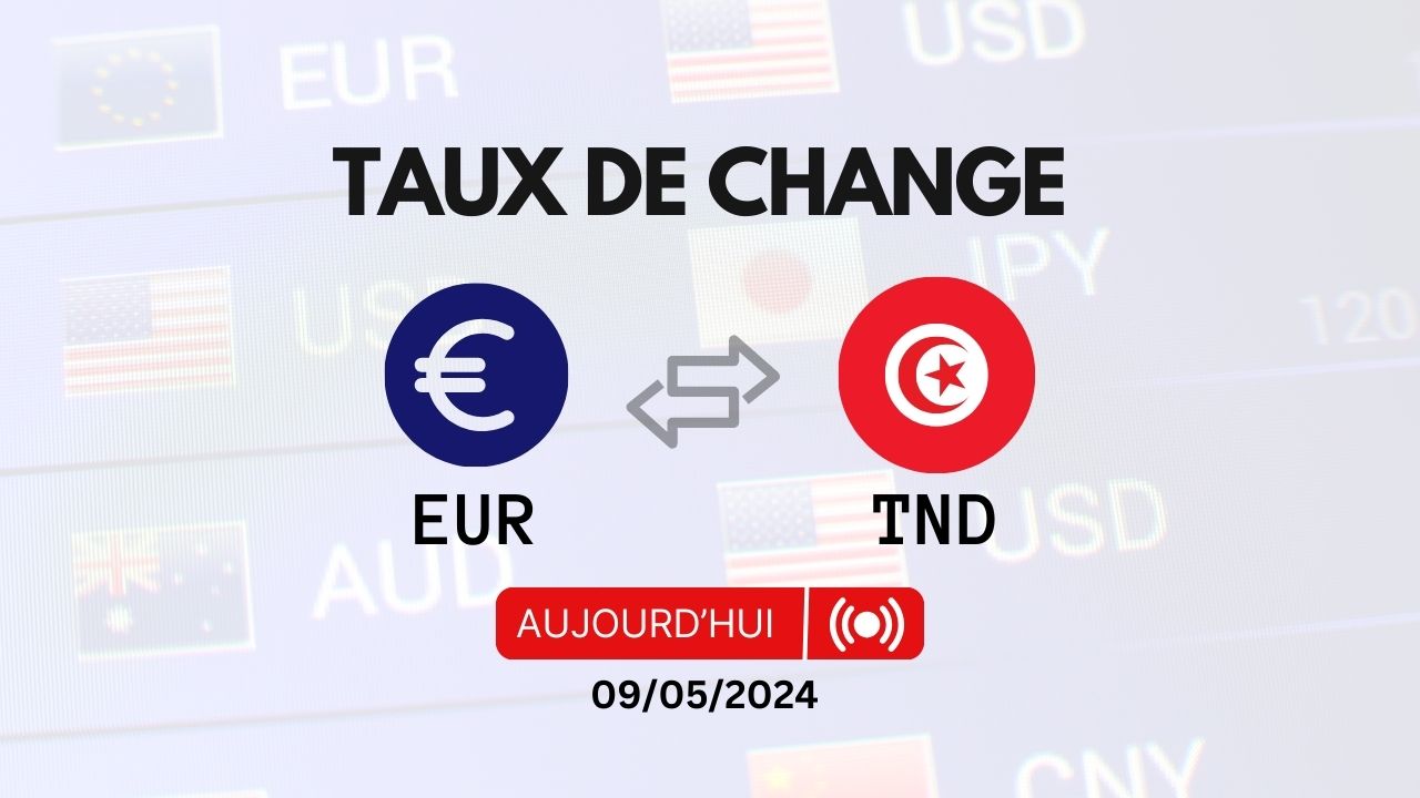 Taux de change Euro – Dinar Tunisien Aujourd’hui 09052024